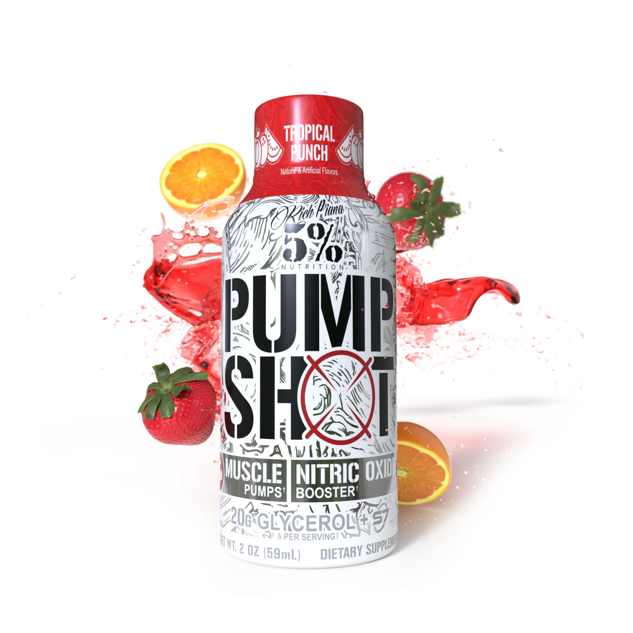 Booster de Oxid Nitric, 5% Rich Piana, Pump Shot, 59ml