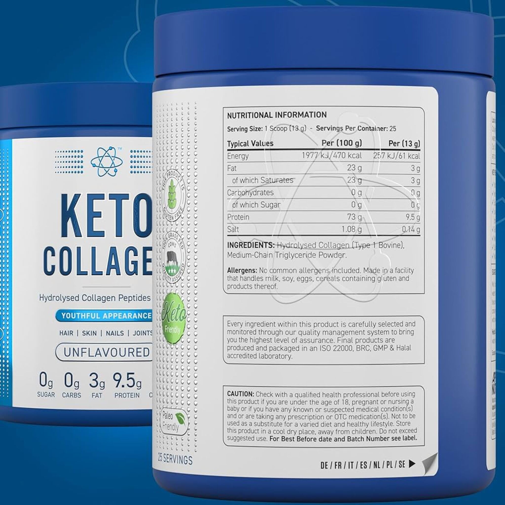 Collagen Hidrolizat + MCT, Applied Nutrition, Keto Collagen, 325g