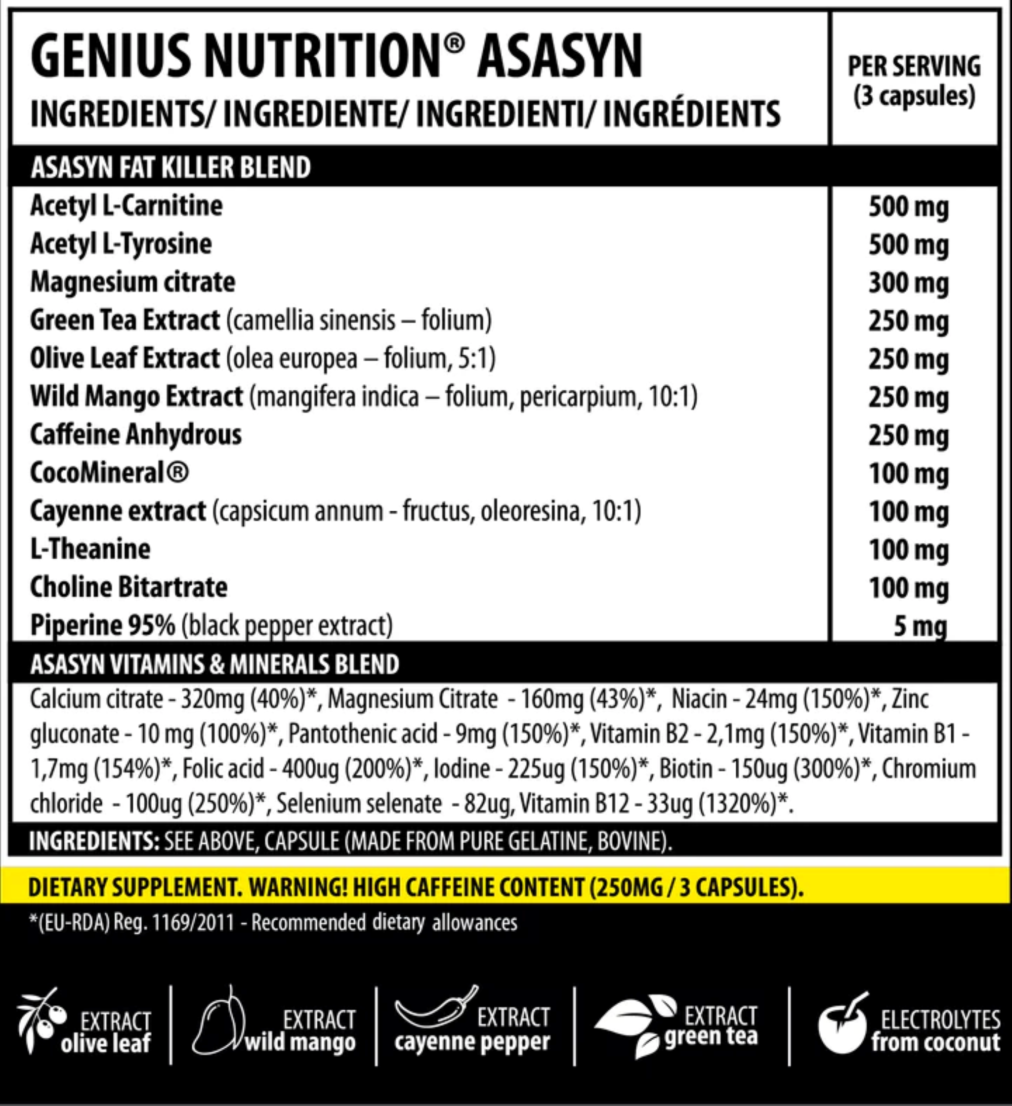 Arzator de Grasimi, Genius Nutrition, Asasyn Fat Killer, 180 Caps