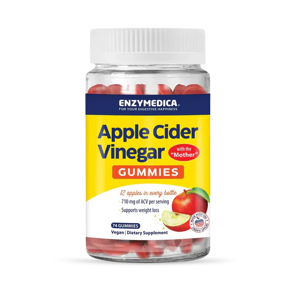 Jeleuri cu Otet de Mere, Enzymedica, Apple Cider Vinegar Gummies, 74 Jeleuri