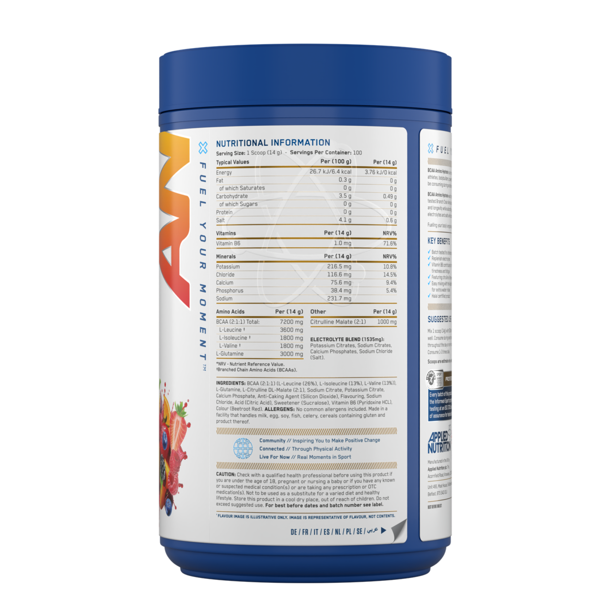 Aminoacizi pudra BCAA, Applied Nutrition, BCAA Amino-Hydrate, 1400g