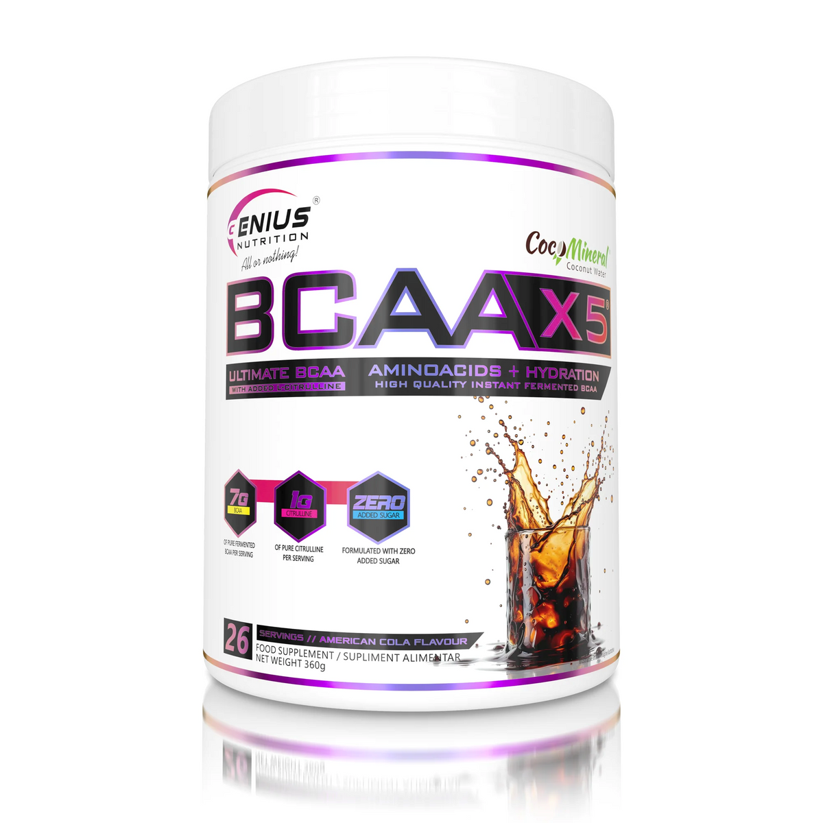 Aminoacizi Pudra, Genius Nutrition, BCAA-X5, 360g