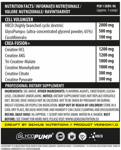 Creatina Pudra, Genius Nutrition, CreaF7, 405g