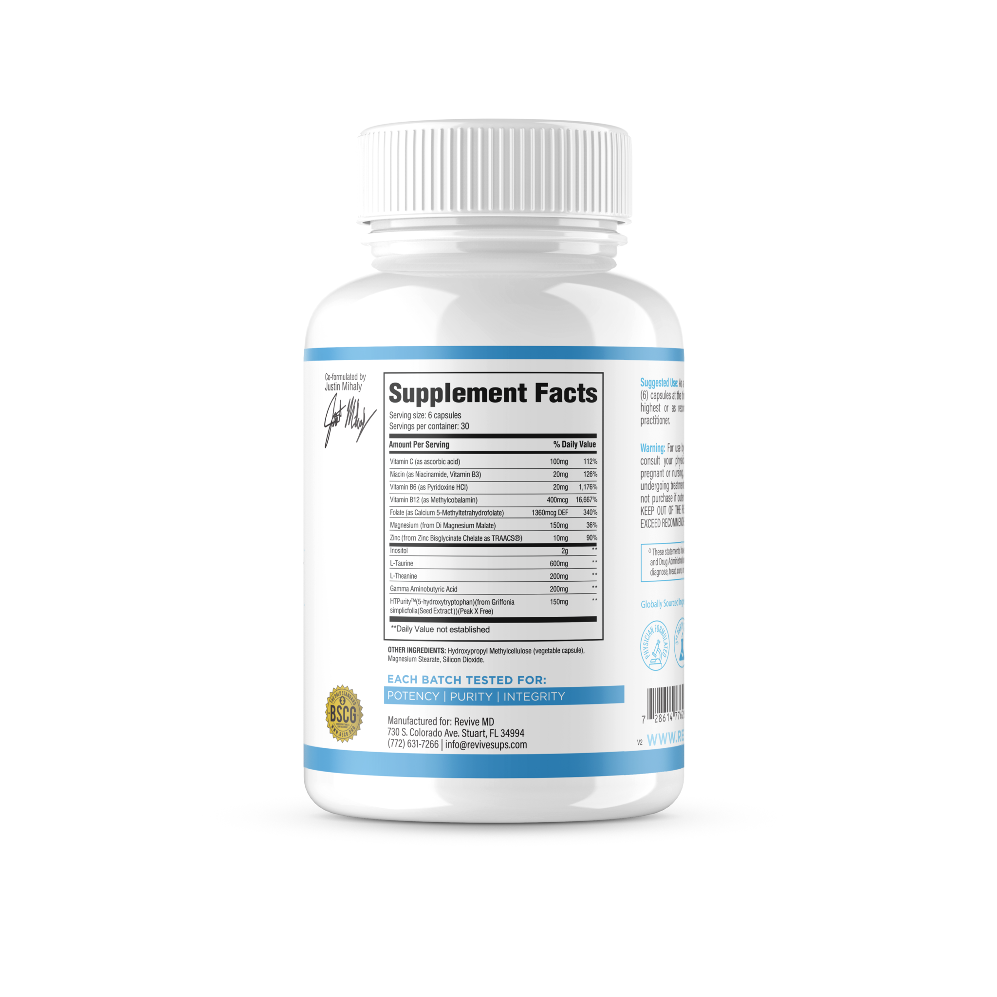 Supliment Adaptogen, Revive, Calm+, 180 Capsule