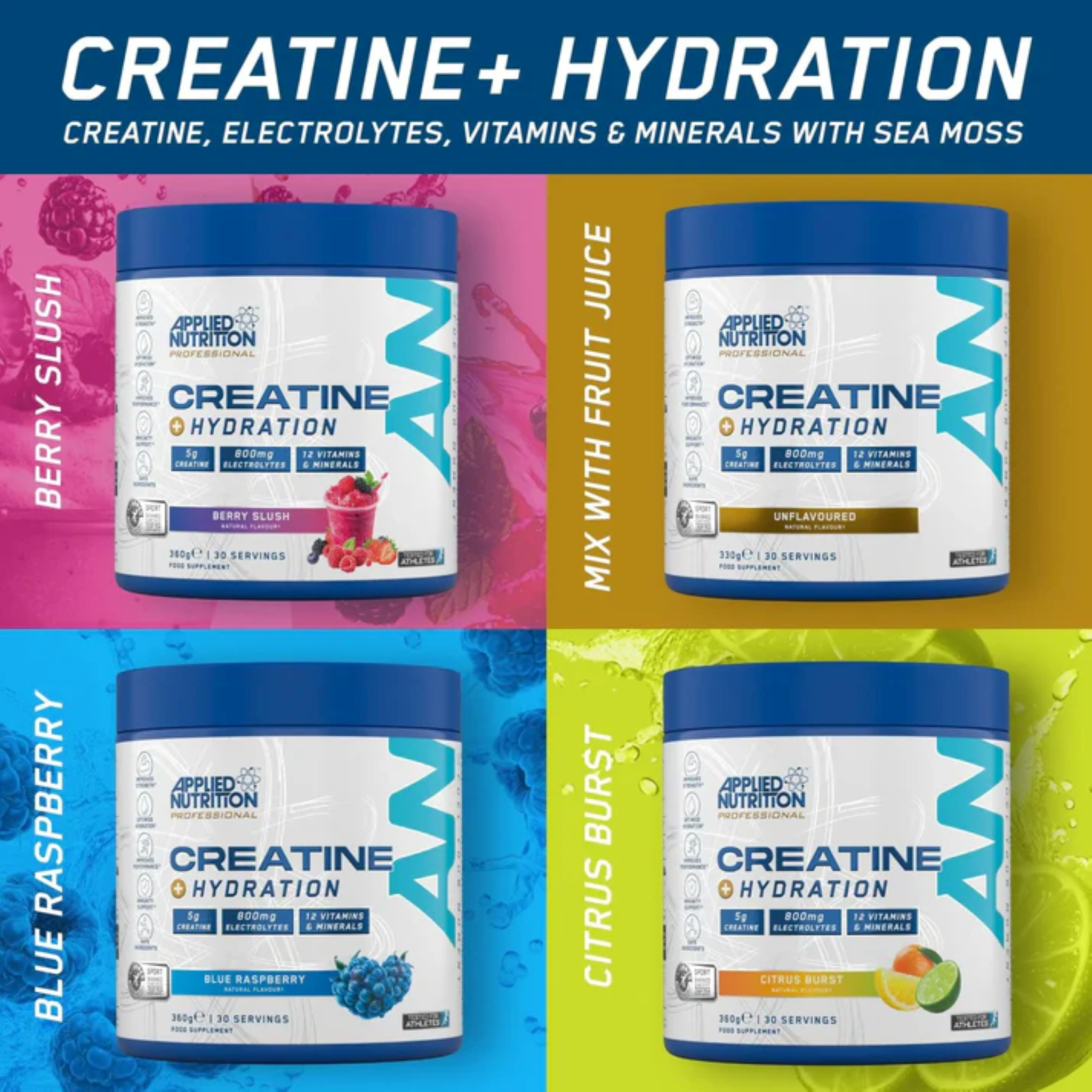 Creatina + Electroliti, Applied Nutrition, Creatine + Hydration Unflavoured, 330g