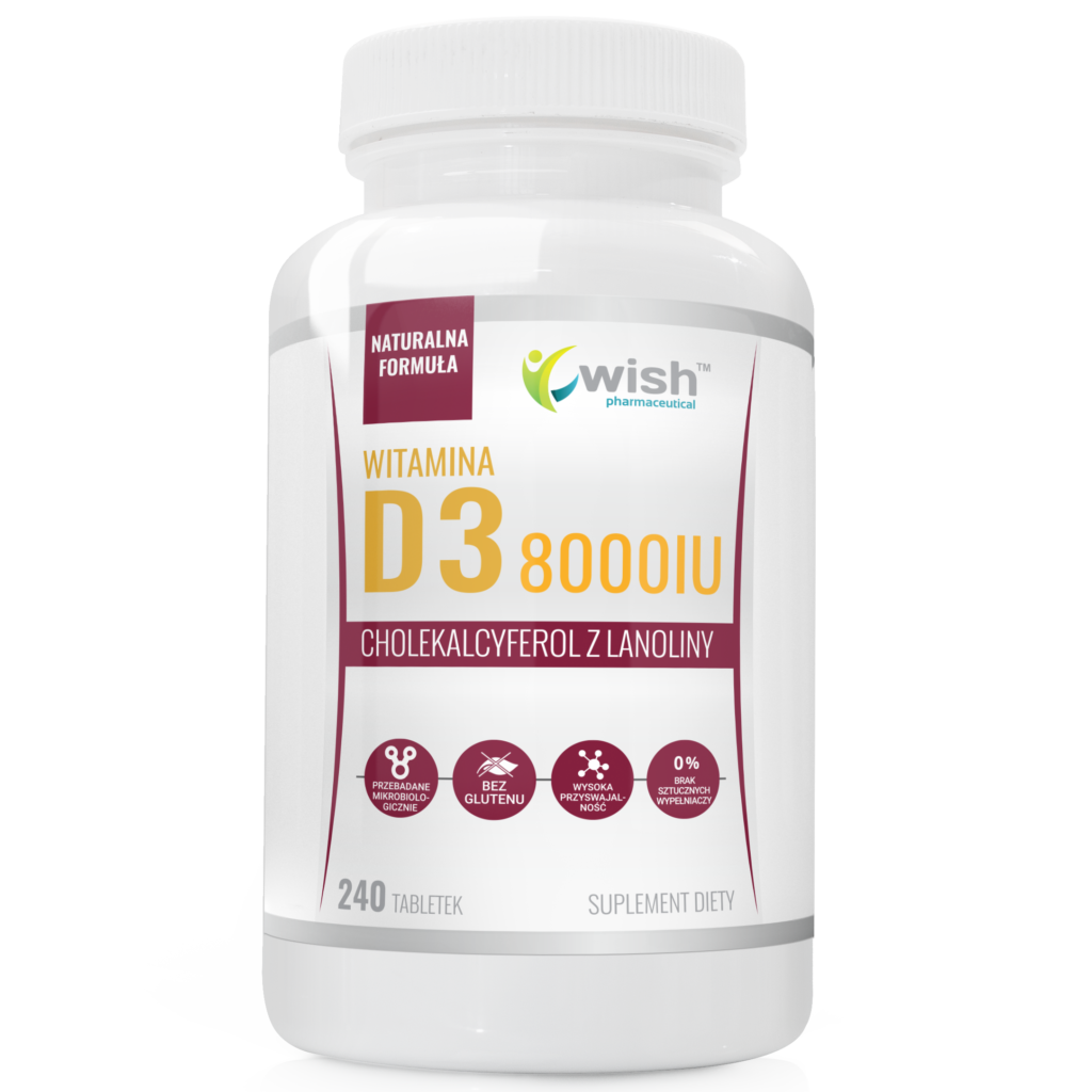 Vitamina D3, Wish Pharmaceutical, Vitamin D3 8000IU, 240 Tablete