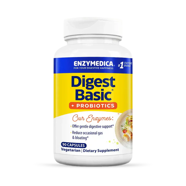 Enzime Digestive + Probiotice, Enzymedica, Digest Basic + Probiotics, 90 Capsule