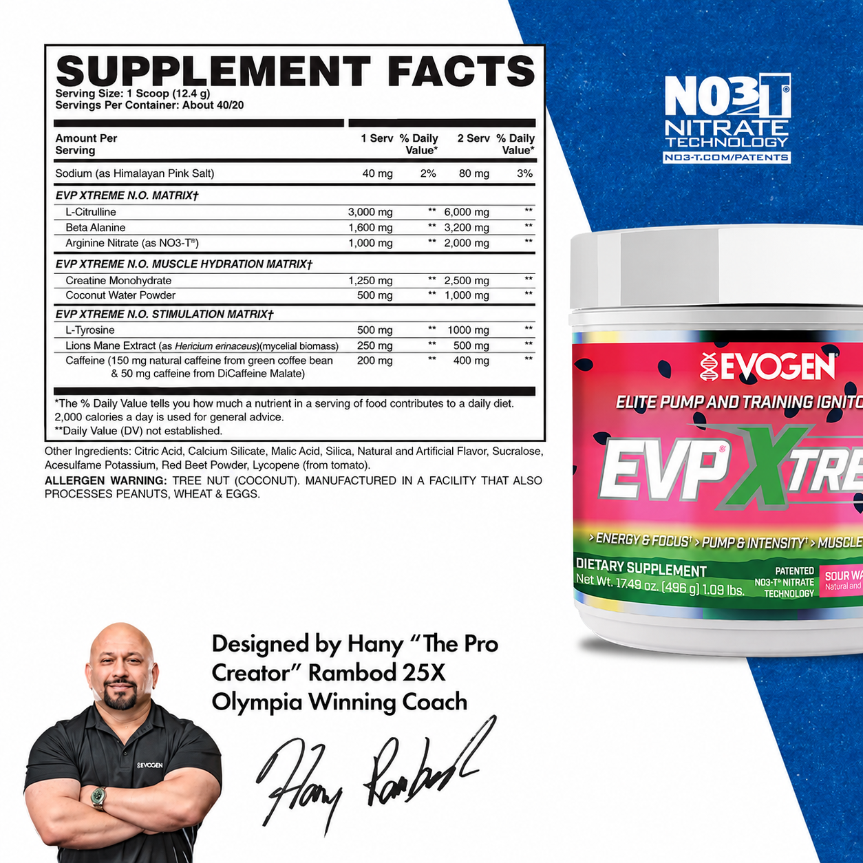 Pre-Workout, Evogen, EVP Xtreme N.O, 480g