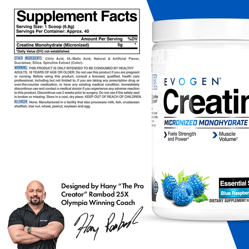 Creatina Monohidrata Micronizata, Evogen, Creatine Monohydrate, 40 Servings