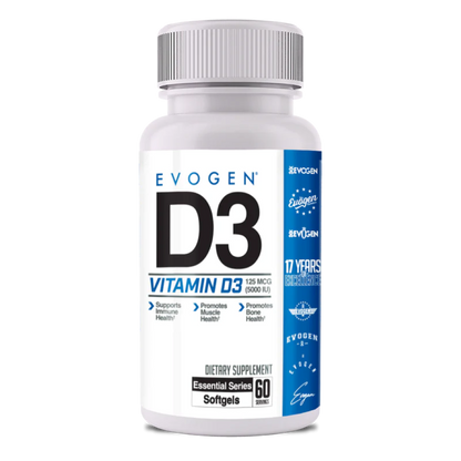 Vitamina D3, Evogen, Vitamin D3 5000 IU, 60 Softgels