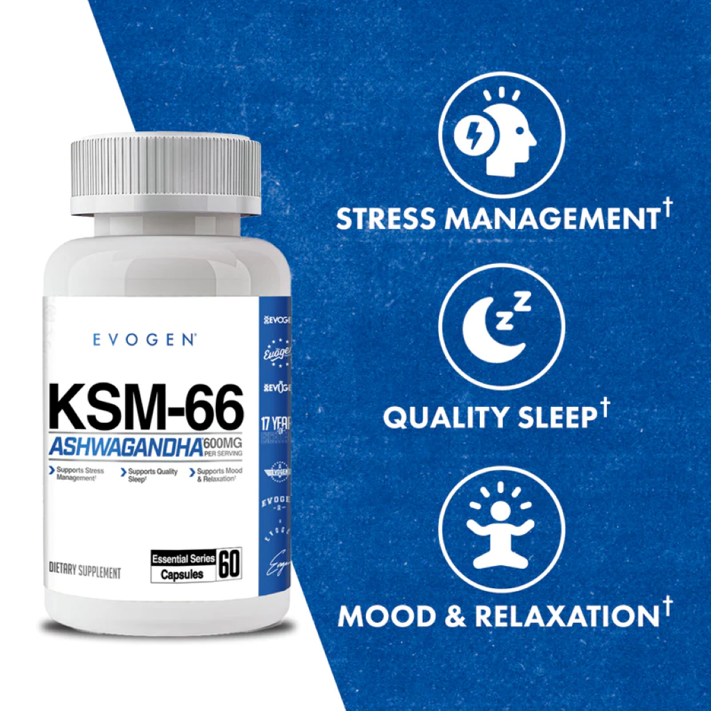 Extract de Ashwagandha, Evogen, KSM-66 Ashwagandha, 60 Capsule