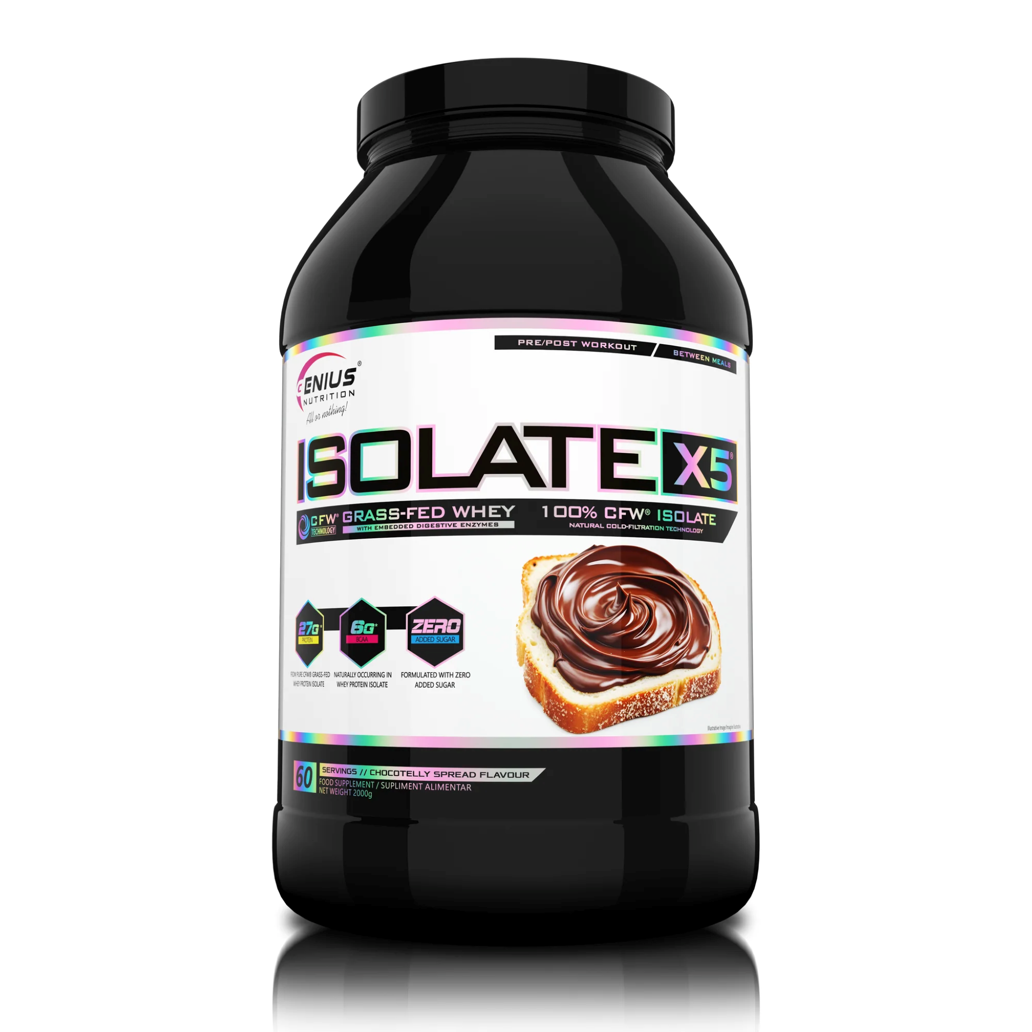 Proteina din Zer Izolata, Genius Nutrition, Isolate-X5, 2000g