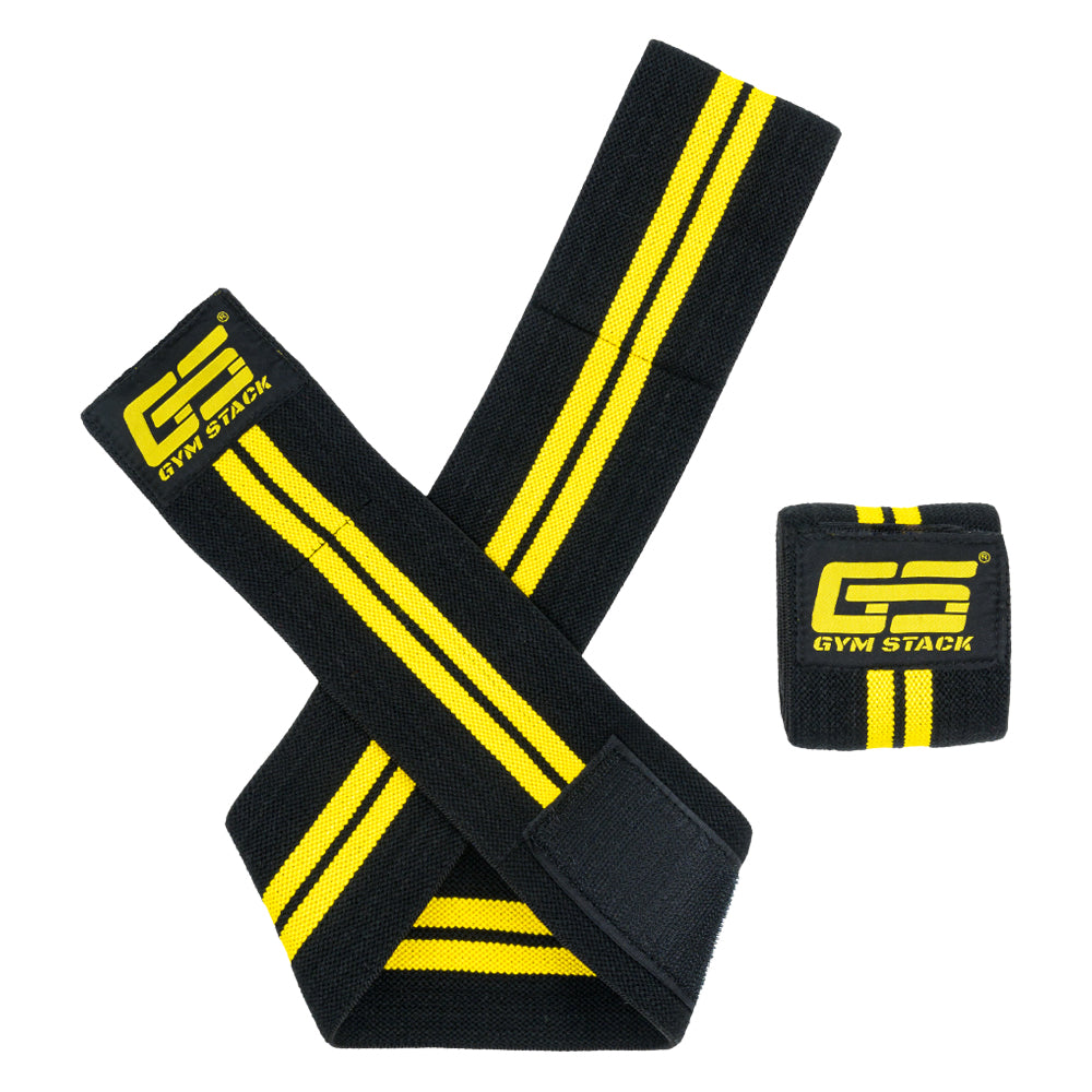 Fase pentru Genunchi, Gym Stack, Knee Wraps, Black / Yellow