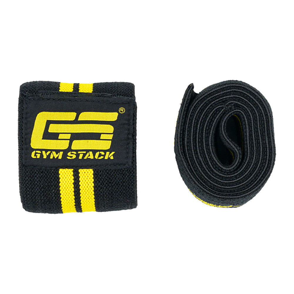 Fase pentru Genunchi, Gym Stack, Knee Wraps, Black / Yellow