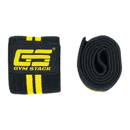 Fase pentru Genunchi, Gym Stack, Knee Wraps, Black / Yellow