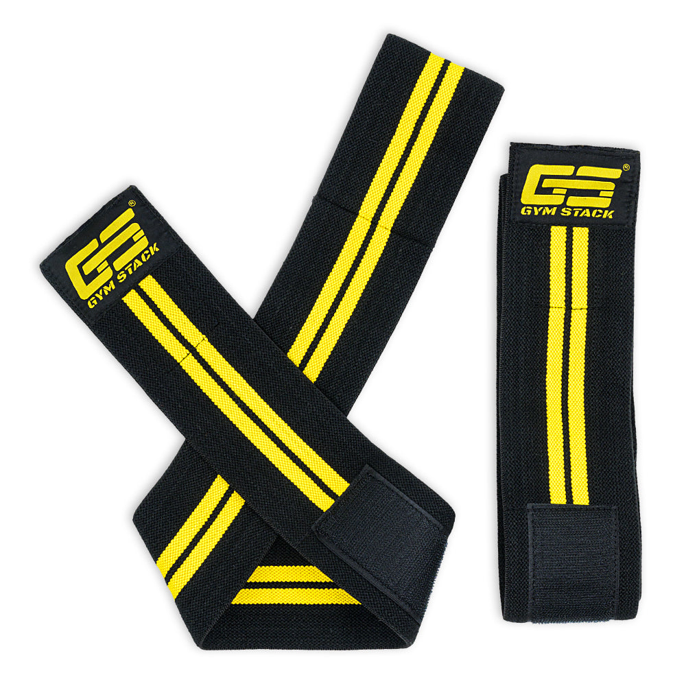 Fase pentru Genunchi, Gym Stack, Knee Wraps, Black / Yellow