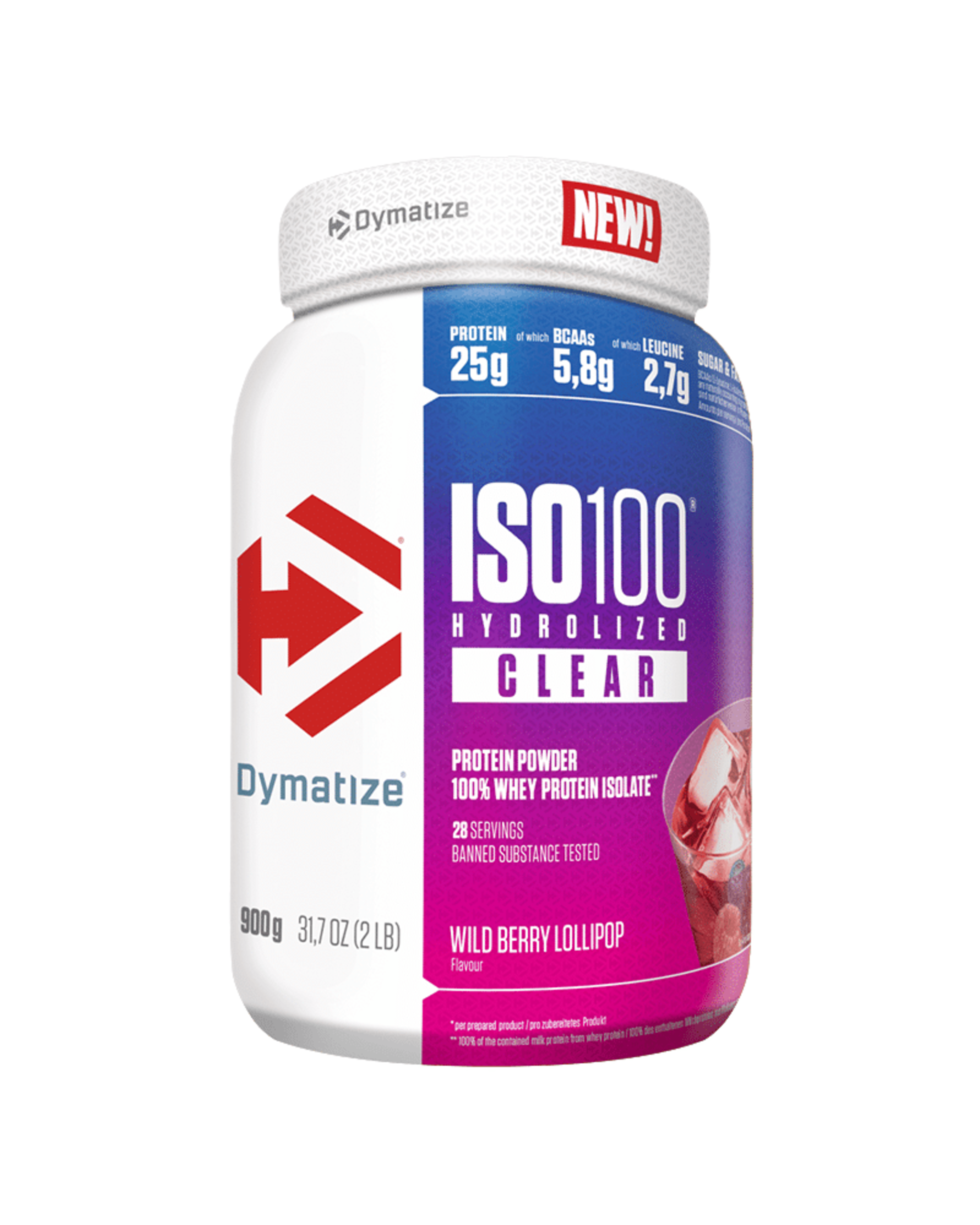 Proteina din Zer Izolata Clear, Dymatize, Iso 100 Hydrolized Clear, 900g