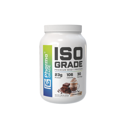 Pharma Grade ISO Grade Whey Protein aroma Coffee Mocha 900g flacon frontal