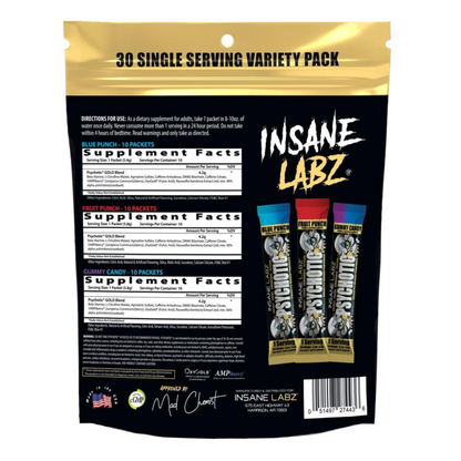 Pre-Workout, Insane Labz, Psychotic Gold, 30 Servings