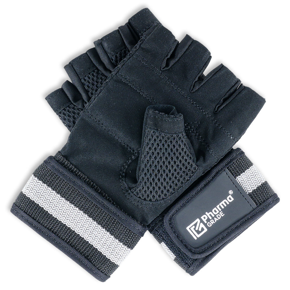 Manusi Fitness, Pharma Grade, Fitness Gloves Simple, Black / White