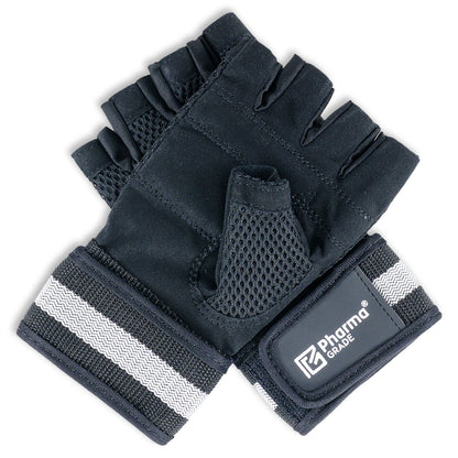 Manusi Fitness, Pharma Grade, Fitness Gloves Simple, Black / White