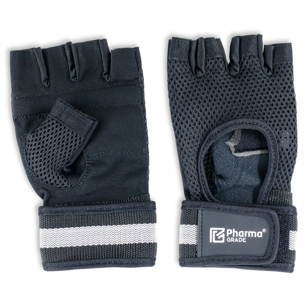 Manusi Fitness, Pharma Grade, Fitness Gloves Simple, Black / White
