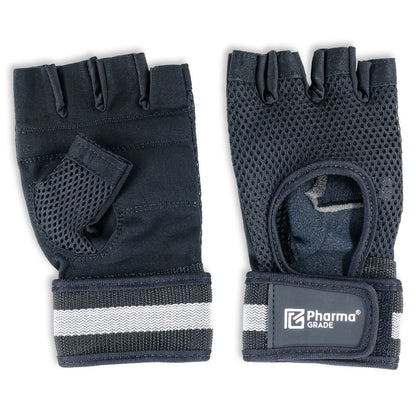 Manusi Fitness, Pharma Grade, Fitness Gloves Simple, Black / White
