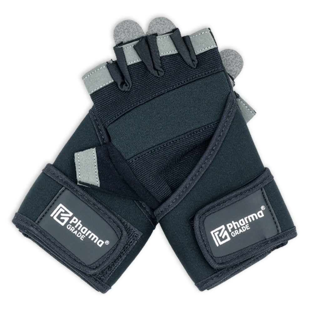 Manusi Fitness, Pharma Grade, Fitness Gloves, Black / White