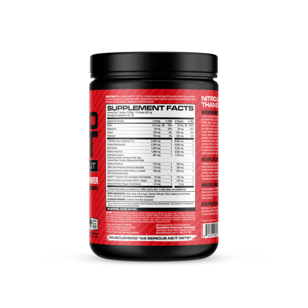 Pre-Workout, MuscleMeds, Nitro Lift, 522g