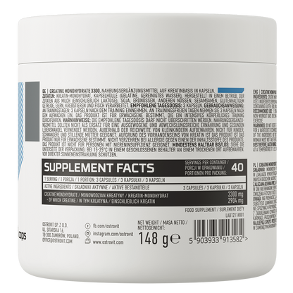 Creatina Capsule, OstroVit, Creatine Monohydrate 3300mg, 120 Tablete