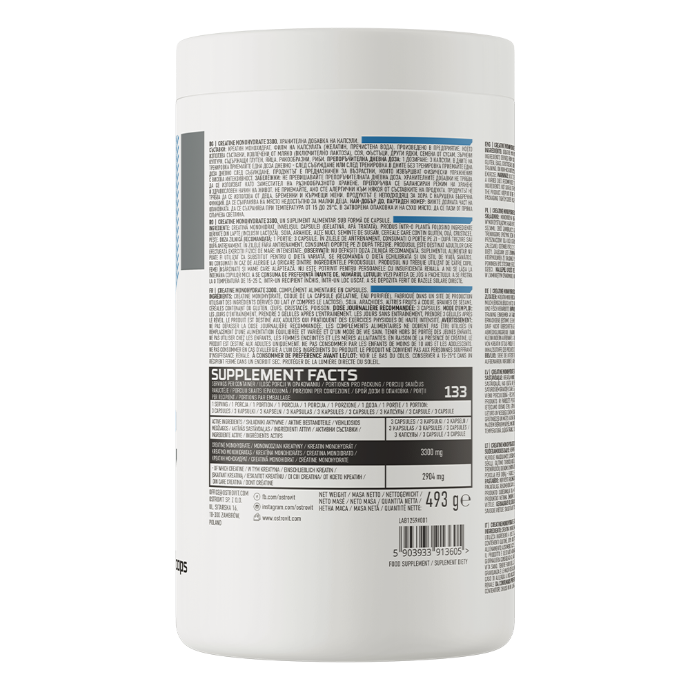 Creatina Capsule, OstroVit, Creatine Monohydrate 3300mg, 400 Capsule