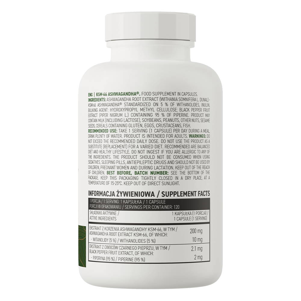 Extract de Ashwagandha, OstroVit, KSM-66 Ashwagandha, 120 Tablete