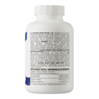 Magneziu Citrat + B6, OstroVit, Magnesium Citrate + B6, 90 Tablete