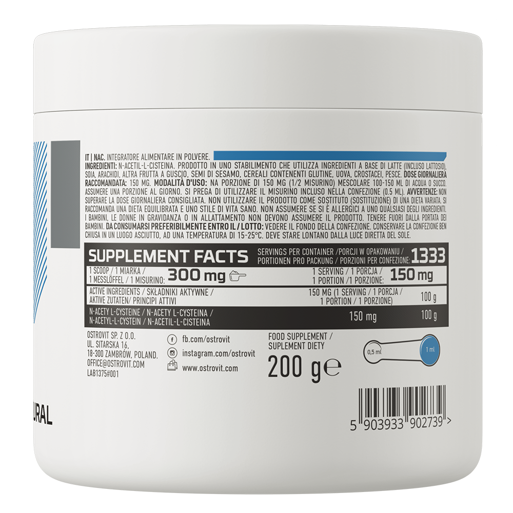 N-Acetil Cisteina, OstroVit, NAC, 200g