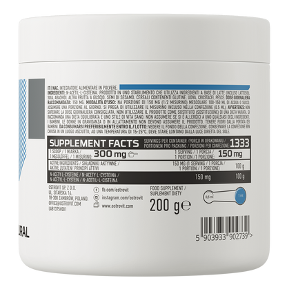 N-Acetil Cisteina, OstroVit, NAC, 200g