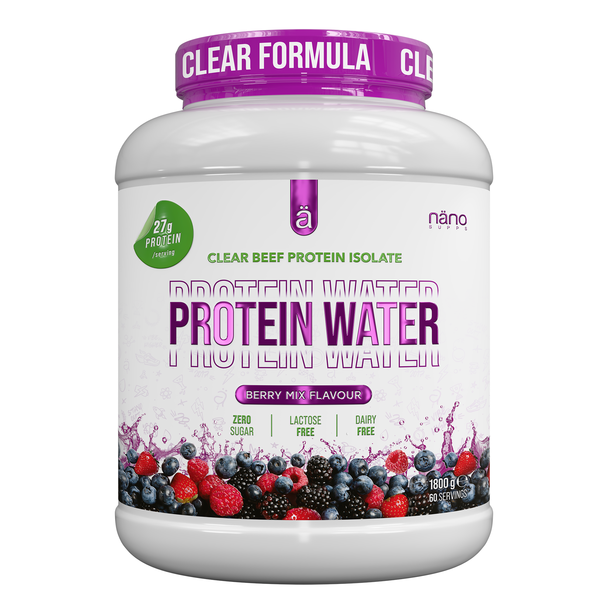 Proteina din Vita Isolate Clear, Nanosupps, Protein Water, 1800g