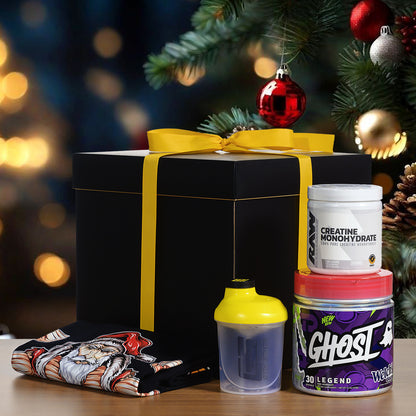 Pachet Cadou Crăciun, Pre-Workout Ghost Legend V4 + Creatina RAW Nutrition + Shaker + Tricou