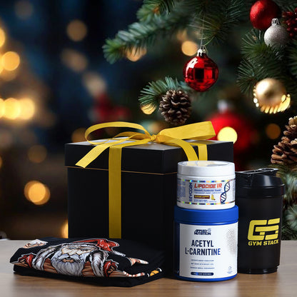 Pachet cadou Crăciun, Evogen Lipocide, Carnitina Acetyl, shaker 500ml și tricou Jacked Santa