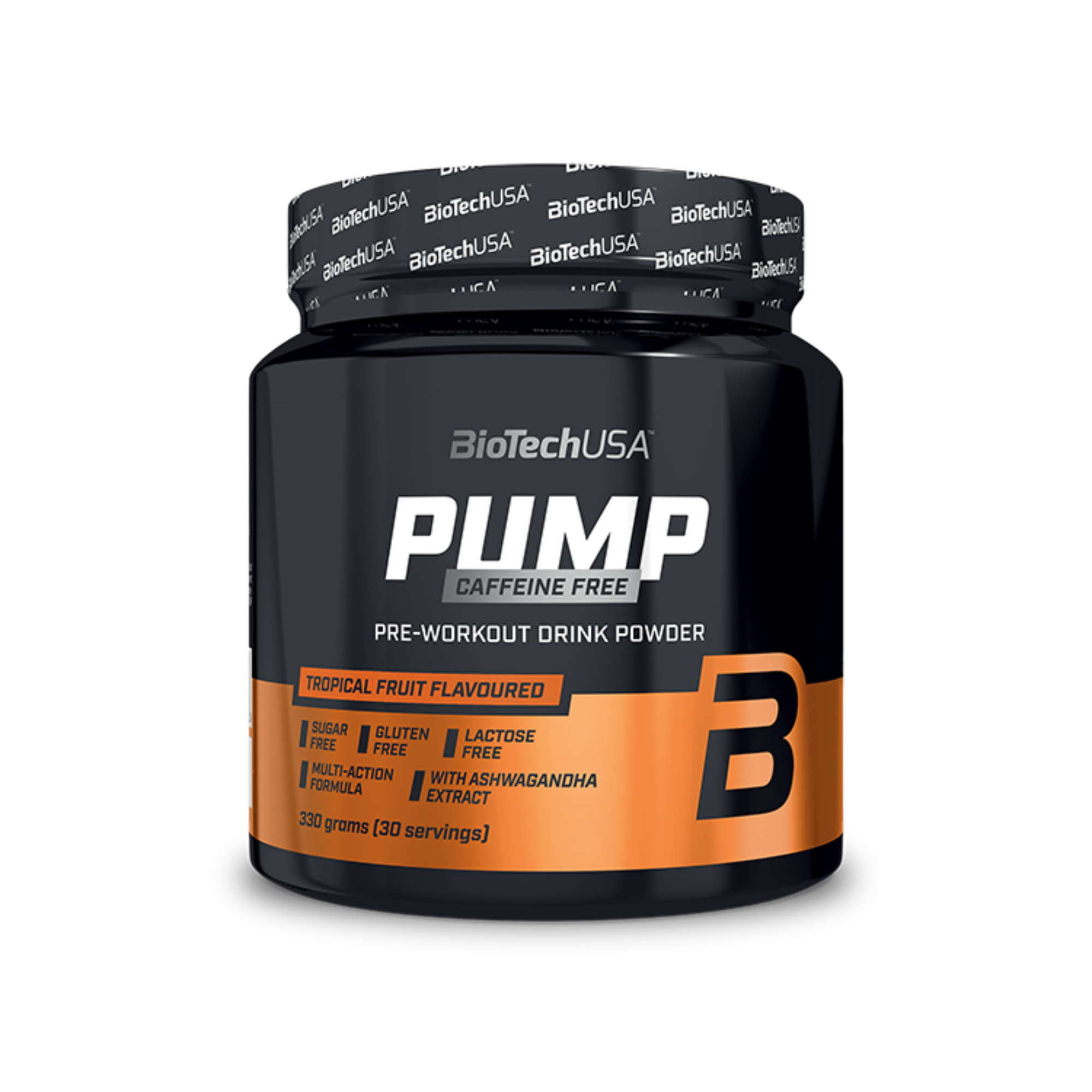 Pre-Workout Fara Caffeina, BioTechUSA, Pump Caffeine Free, 330g, Tropical Fruit