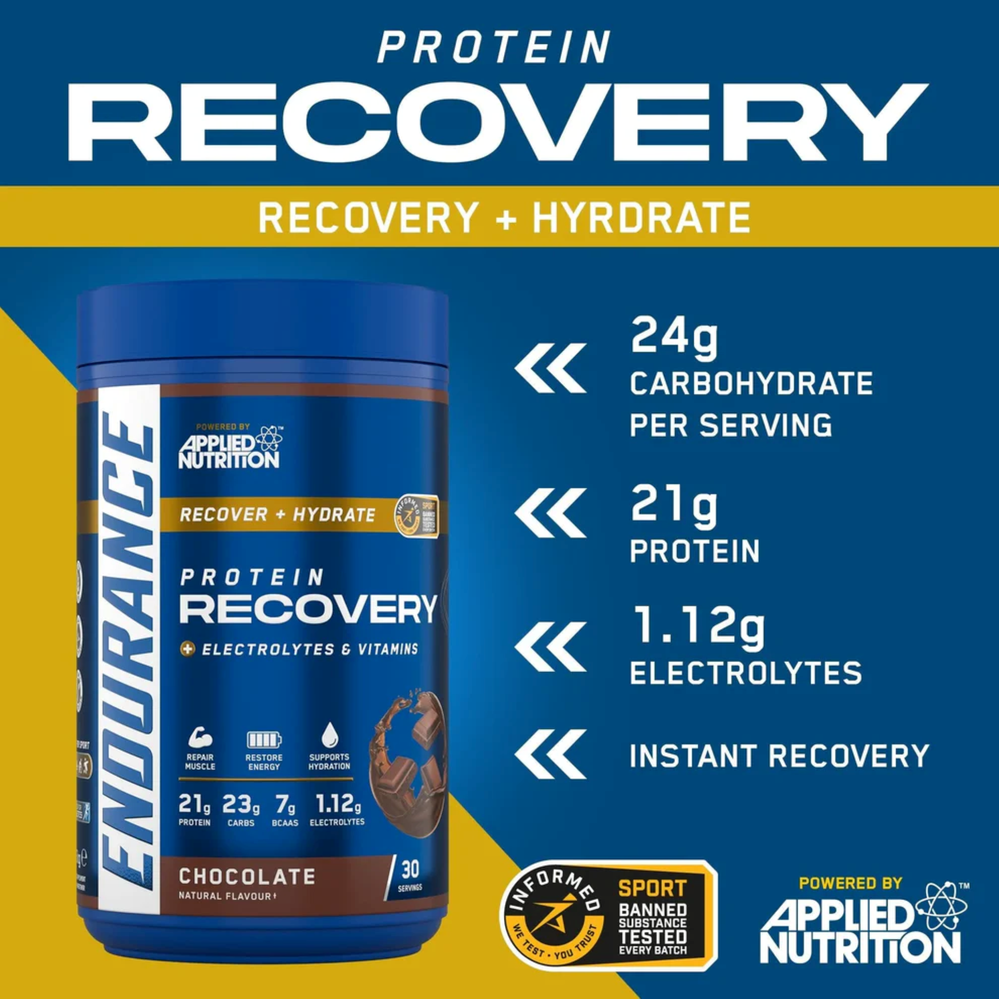 Supliment pentru Recuperare, Applied Nutrition, Endurance Recovery / Post Exercise Fuel, 1500g