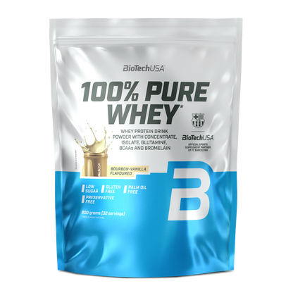 Proteina din Zer, BiotechUSA, 100% Pure Whey, 900g,Bourbon-Vanilla