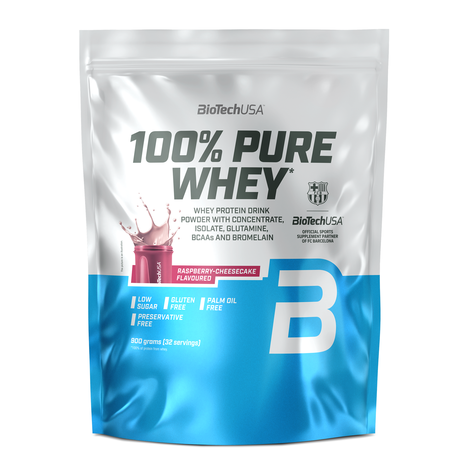 Proteina din Zer, BiotechUSA, 100% Pure Whey, 900g, Raspberry-Cheesecake