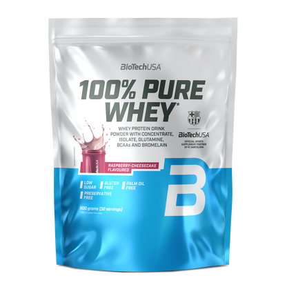 Proteina din Zer, BiotechUSA, 100% Pure Whey, 900g, Raspberry-Cheesecake