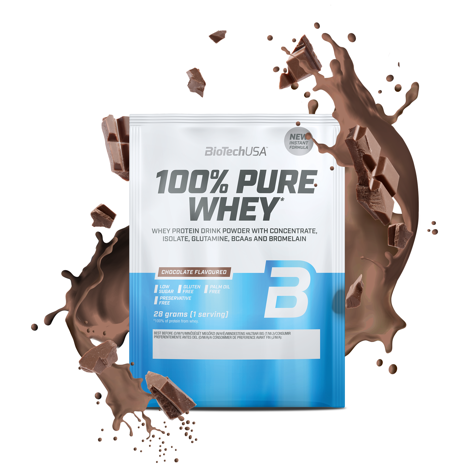 Proteina din zer, BioTechUSA, 100% Pure Whey, 28g, Chocolate