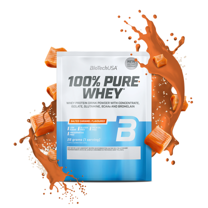 Proteina din zer, BioTechUSA, 100% Pure Whey, 28g, Salted Caramel