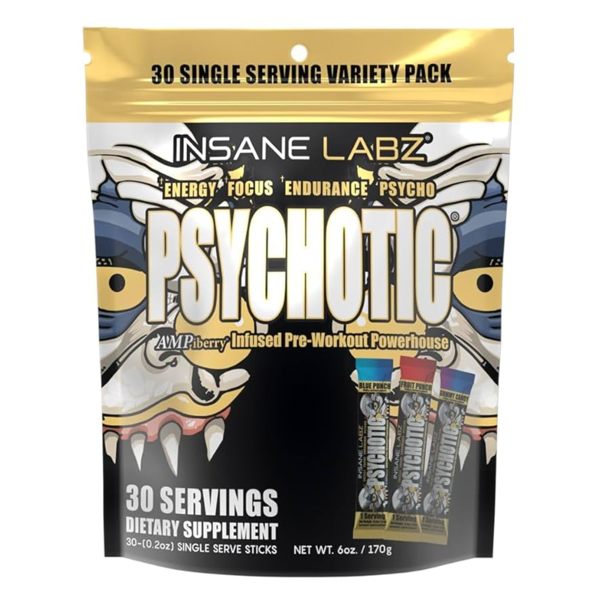 Pre-Workout, Insane Labz, Psychotic Gold, 30 Servings