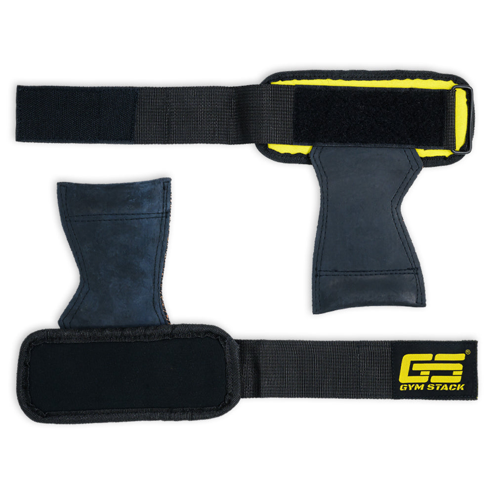 Lifting Grips, Gym Stack, Versatile Grip Pad, Rubber and Neoprene, Black / Yellow