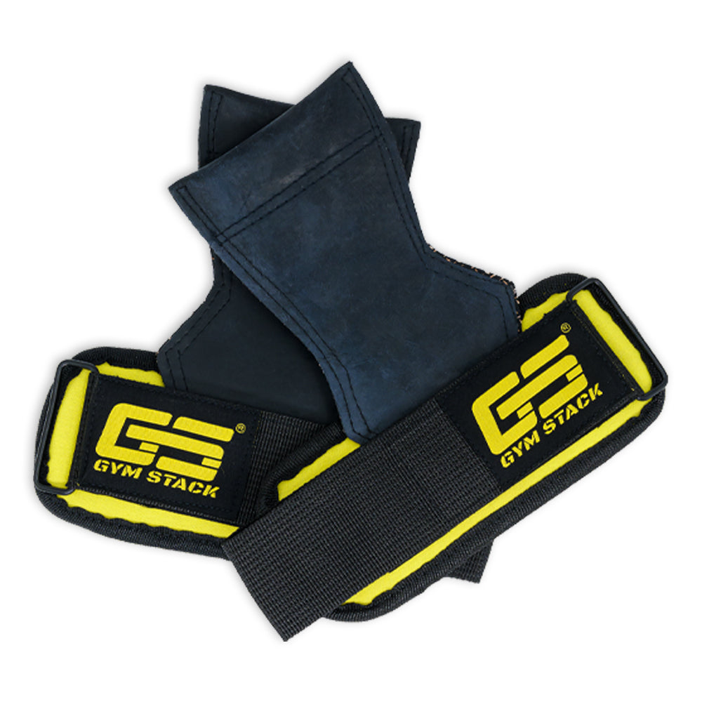 Lifting Grips, Gym Stack, Versatile Grip Pad, Rubber and Neoprene, Black / Yellow