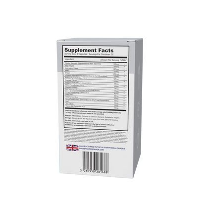 Supplement Facts PhenoMen Pharma Grade KSM-66 Ashwagandha AstraGin 19 ingrediente active