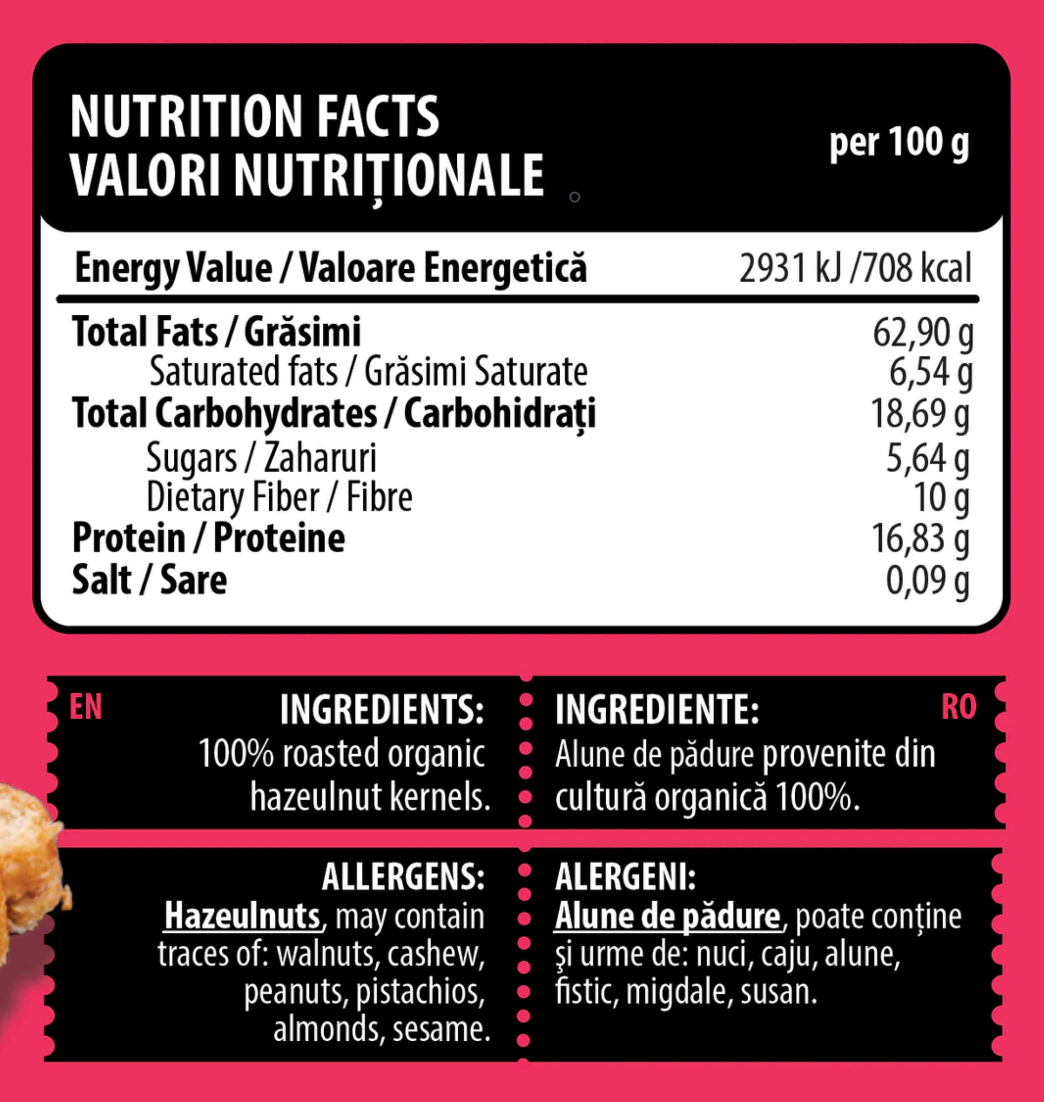 Unt Bio de Alune de Padure, Genius Nutrition, Bio Hazelnut Butter, 250g
